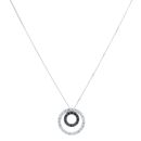 9ct White Gold Cubic Zirconia Black And White Pendant And Chain 18"
