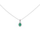 Silver Cubic Zirconia And Green Gemstone Oval Cluster Pendant And 18" Chain by Icesia