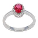 Silver Cubic Zirconia And Red Cluster Ring by Icesia