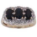 9ct Yellow Gold 0.10ct Diamond and Sapphire Cluster Ring