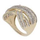 9ct Yellow Gold 1.00ct Brilliant and Baguette Cut Diamond Crossover Ring
