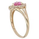 9ct Yellow Gold Pink Sapphire and Cubic Zirconia Heart Cluster Ring