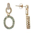9ct Yellow Gold 0.03ct Diamond And Labradorite Circle Drop Earrings
