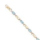 9ct Yellow Gold 0.20ct Diamond and Blue Topaz Bracelet 7"
