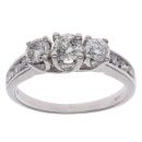 18ct White Gold 1.00ct Brilliant Cut Diamond Trilogy Ring