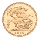 1980 Elizabeth II Decimal Portrait UK Half Sovereign Coin