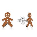 Silver 9.5x7mm Gingerbread Person Stud Earrings