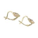 14ct Yellow Gold Heart Cubic Zirconia And Pink Stone Set Earrings