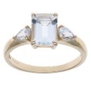 9ct Yellow Gold Blue Prasiolite Three Stone Ring