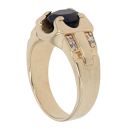 14ct Yellow Gold Cubic Zirconia And Blue Gemstone Signet Ring