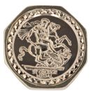 9ct Yellow Gold Patterned St George Coin Ring