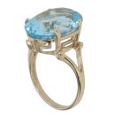 9ct Yellow Gold Blue Topaz Greek Key Single Stone Ring