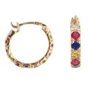 14ct Yellow Gold Mixed Gemset Hoop Cluster Ring