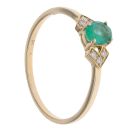 9ct Yellow Gold 0.04ct Diamond and Emerald Ring