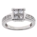 18ct White Gold 1.00ct Diamond Cluster Ring