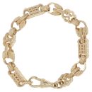 9ct Yellow Gold Patterned Stars and Bars Tulip Bracelet 7.5"