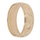 9ct Yellow Gold Patterned Wedding Band 6mm