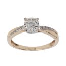 9ct Yellow Gold 0.10ct Brilliant Cut Diamond Twist Cluster Ring