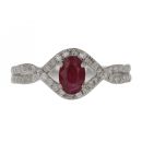 9ct White Gold 0.31ct Diamond And Ruby Ring