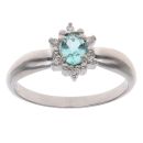 18ct White Gold 0.05ct Diamond and Green Tourmaline Cluster Ring