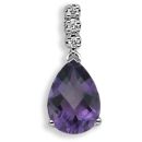 18ct White Gold Diamond-0.05ct Amethyst-1.63ct Pendant