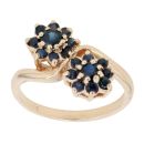 9ct Yellow Gold Sapphire Double Cluster Ring