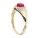 Children's 14ct Yellow Gold Red Gemstone And Cubic Zirconia Ring