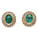 18ct Yellow Gold 0.35ct Brilliant Cut Diamond and Emerald Cluster Stud Earrings