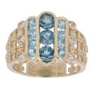 9ct Yellow Gold Blue Topaz and Cubic Zirconia Fancy Ring