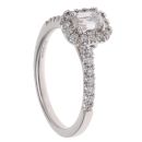 18ct White Gold 0.75ct Emerald and Brilliant Cut Diamond Solitaire Ring