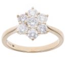 9ct Yellow Gold 1.00ct Lab Grown Diamond Cluster Ring