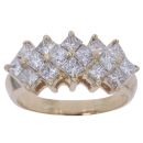 14ct Yellow Gold 2.25ct Princess Cut Diamond Cluster Ring