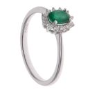 18ct White Gold 0.13ct Diamond and Emerald Cluster Ring