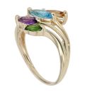 9ct Yellow Gold Multi Gemstone Cluster Ring