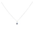 18ct White Gold Sapphire And 0.25ct Diamond Cluster Pendant And Chain 16"