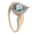 14ct Yellow Gold 0.01ct Brilliant Cut Diamond and Mystic Topaz Cluster Ring