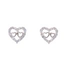 Silver Cubic Zirconia Heart Stud Earrings by Icesia