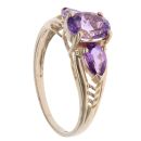 9ct Yellow Gold Amethyst Three Stone Ring