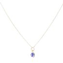 14ct Yellow Gold Children's Blue Eye Pendant And Chain 16"