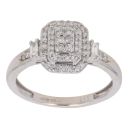 9ct White Gold 0.25ct Brilliant And Baguette Cut Diamond Cluster Ring