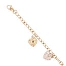 14ct Yellow and White Gold Heart Charm Bracelet 7.5"