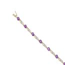 9ct Yellow Gold 0.05ct Brilliant Cut Diamond and Amethyst Bracelet 7.5"