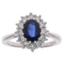 18ct White Gold 0.55ct Brilliant Cut Diamond and Sapphire Cluster Ring