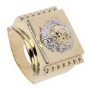 14ct Yellow Gold & White Gold Lion Signet Ring
