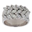 18ct White Gold 1.50ct Marquise Cut Diamond Three Row Ring