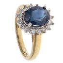 18ct Yellow Gold 0.41ct Brilliant Cut Diamond and Sapphire Cluster Ring