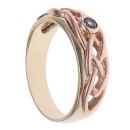 9ct Yellow and Rose Gold Blue Gemstone Annwyl Ring