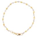 22ct Yellow And White Gold Diamond Cut Bead Bracelet 7"