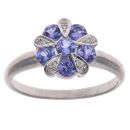9ct White Gold 0.05ct Diamond and Tanzanite Cluster Ring
