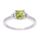 9ct White Gold Created Peridot And Diamond Ring